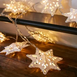 Ghirlanda di luci a pile 10 LED (2,25 m) Fiocchi di carta Bianco caldo