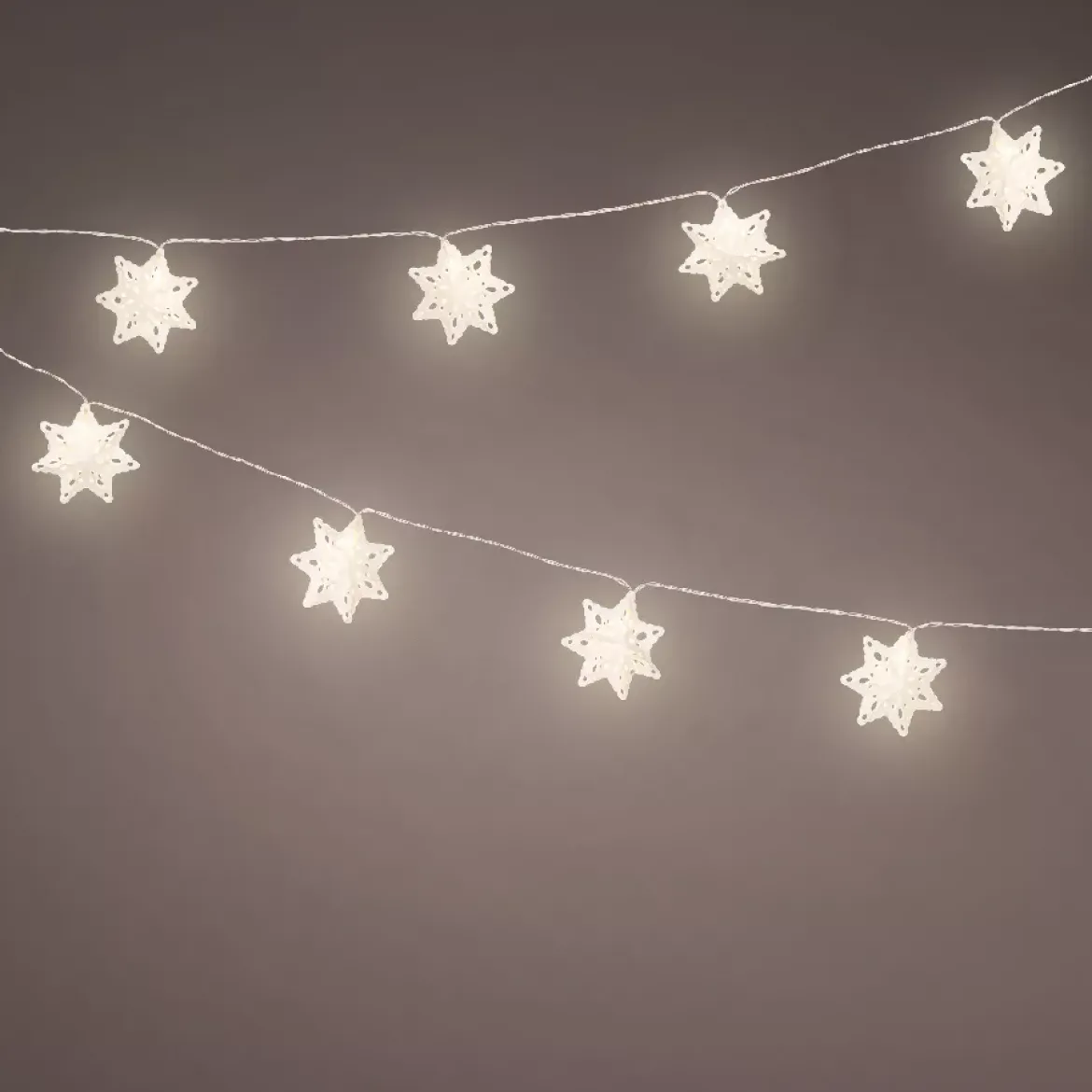 Ghirlanda di luci a pile 10 LED (2,25 m) Fiocchi di carta Bianco caldo