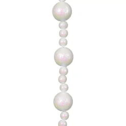 Ghirlanda di perle in mousse (180 cm) Natale Bianco glitterato