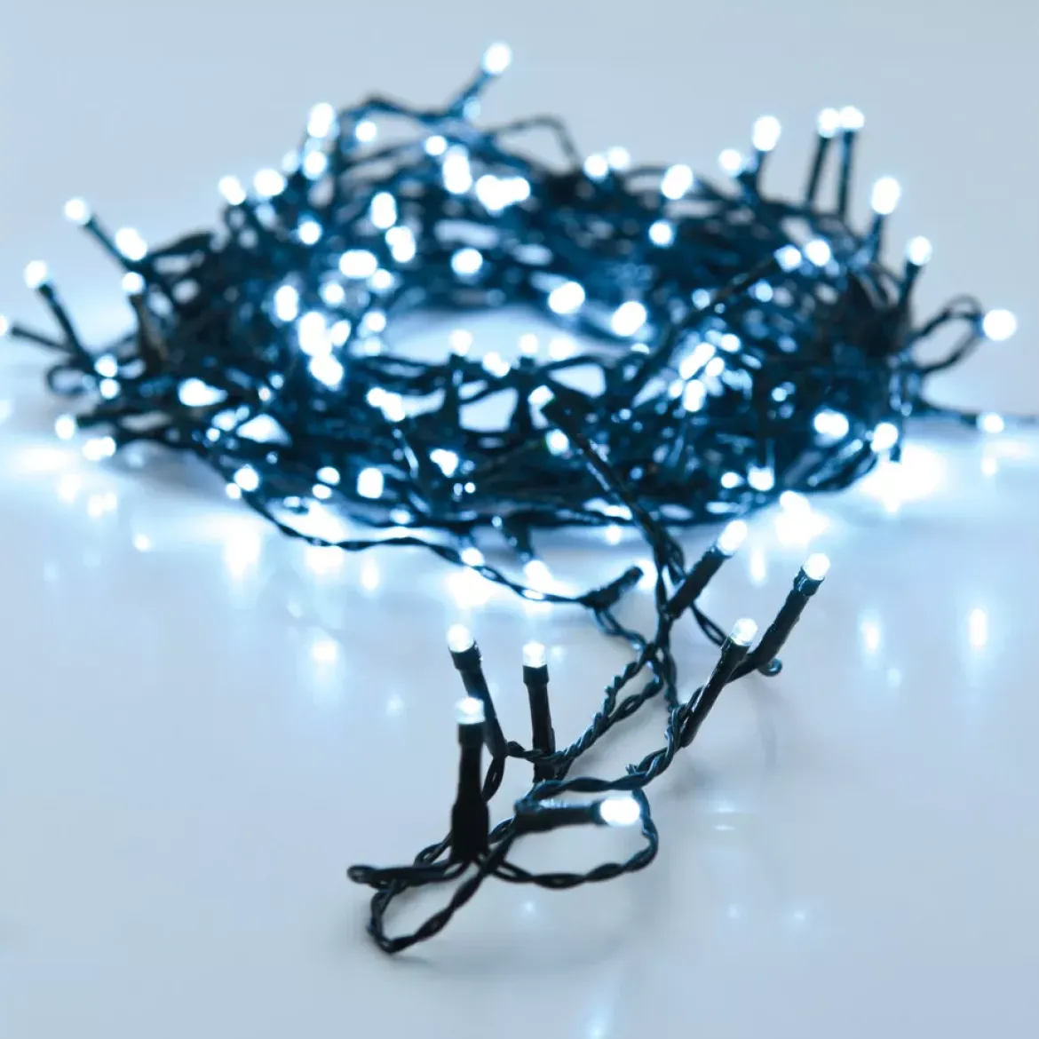 Ghirlanda luminosa a pile 7 m 96 LED cavo nero Lusso Bianco freddo