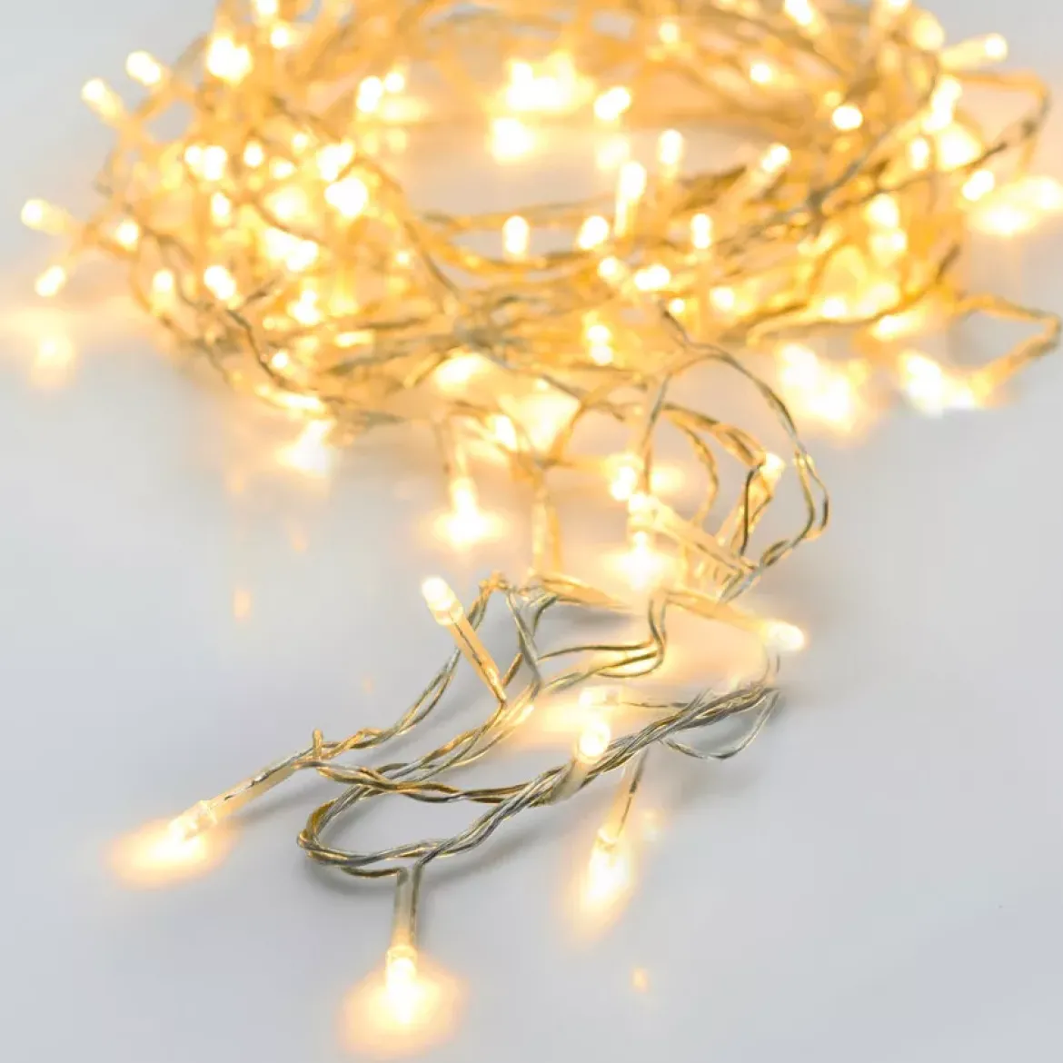 Ghirlanda luminosa a pile 3,5 m 48 LED cavo trasparente Lusso Bianco caldo