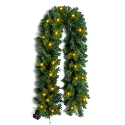 Ghirlanda luminosa di abete (180 cm - D25) Reale Verde e bianco caldo