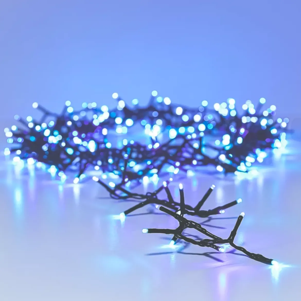 Ghirlanda luminosa 16 m 750 LED cavo verde Luxe Tricolore Verde blu e bianco