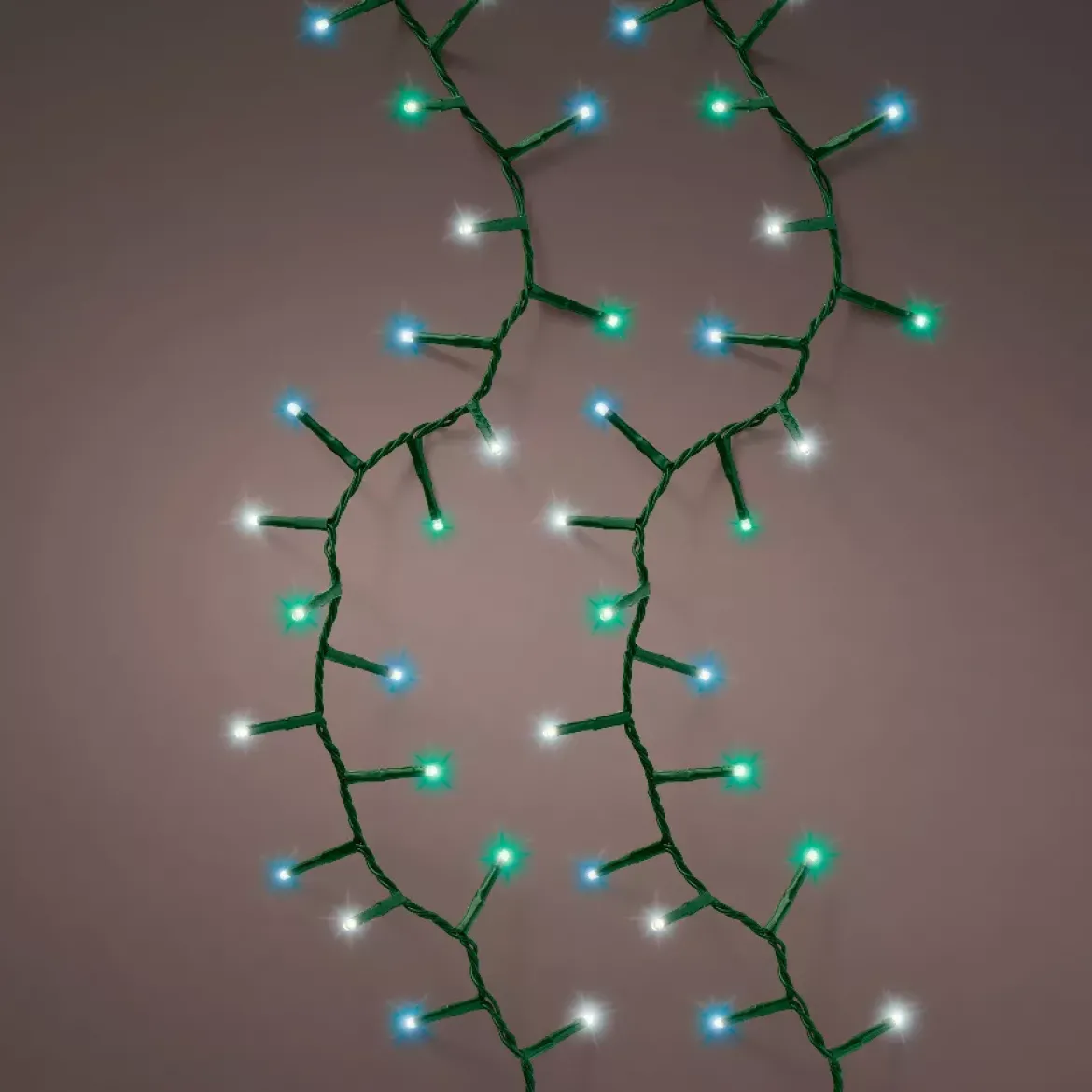 Ghirlanda luminosa 16 m 750 LED cavo verde Luxe Tricolore Verde blu e bianco