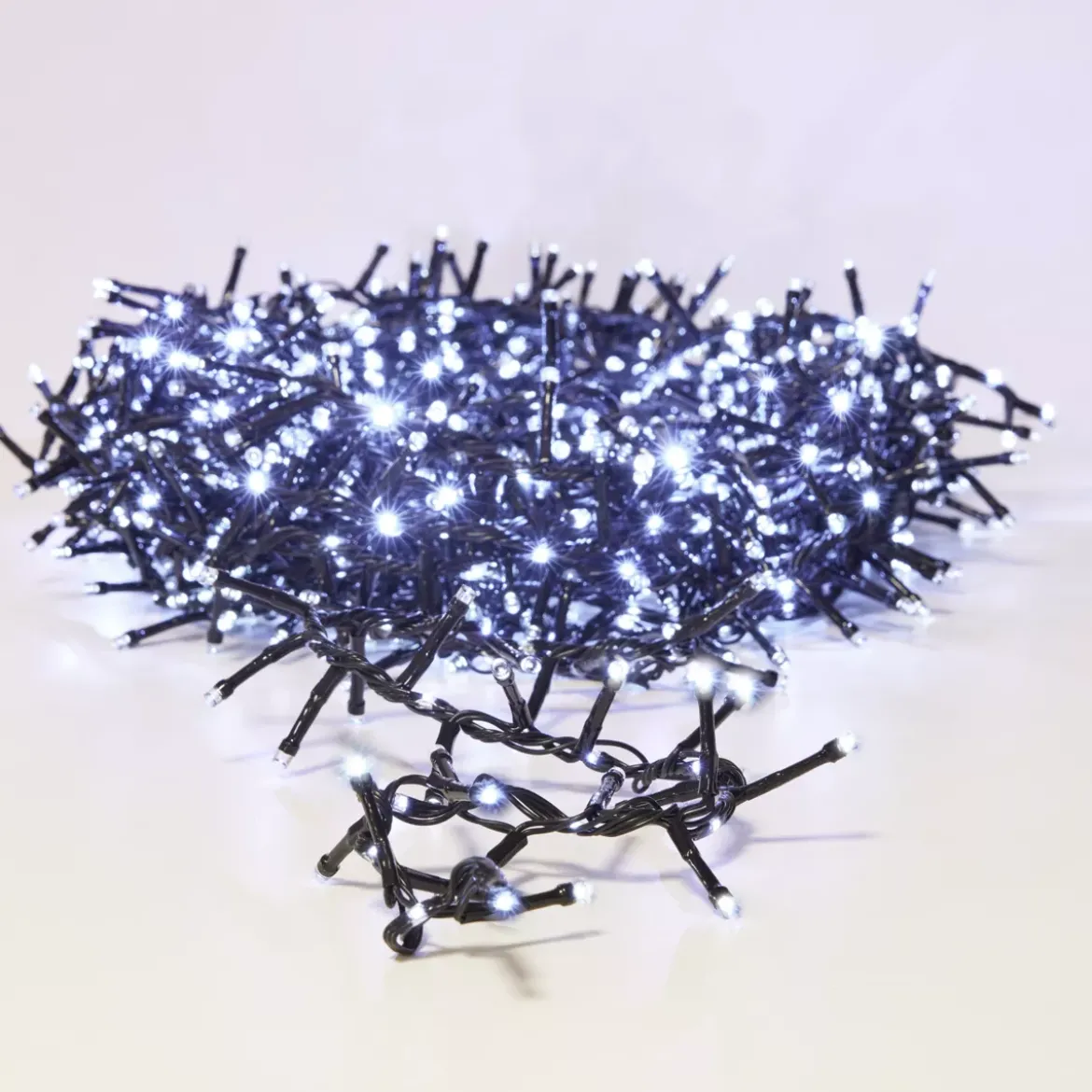 Ghirlanda luminosa 20 m 1410 LED cavo nero effetto cascata Bianco freddo
