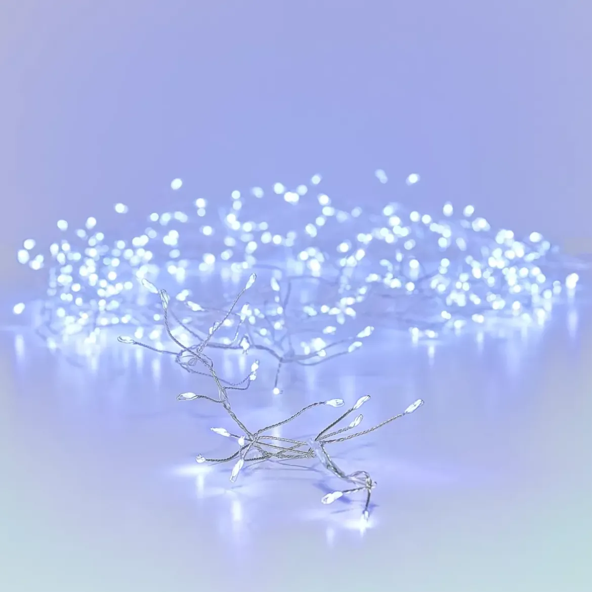 Ghirlanda luminosa 12 m 960 Micro LED cavo argento Luxe Bianco freddo