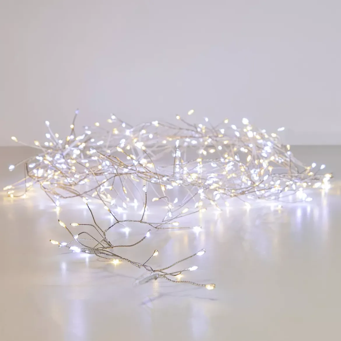 Ghirlanda luminosa 6 m 480 Micro LED cavo argento Luxe bicolore Bianco caldo e freddo
