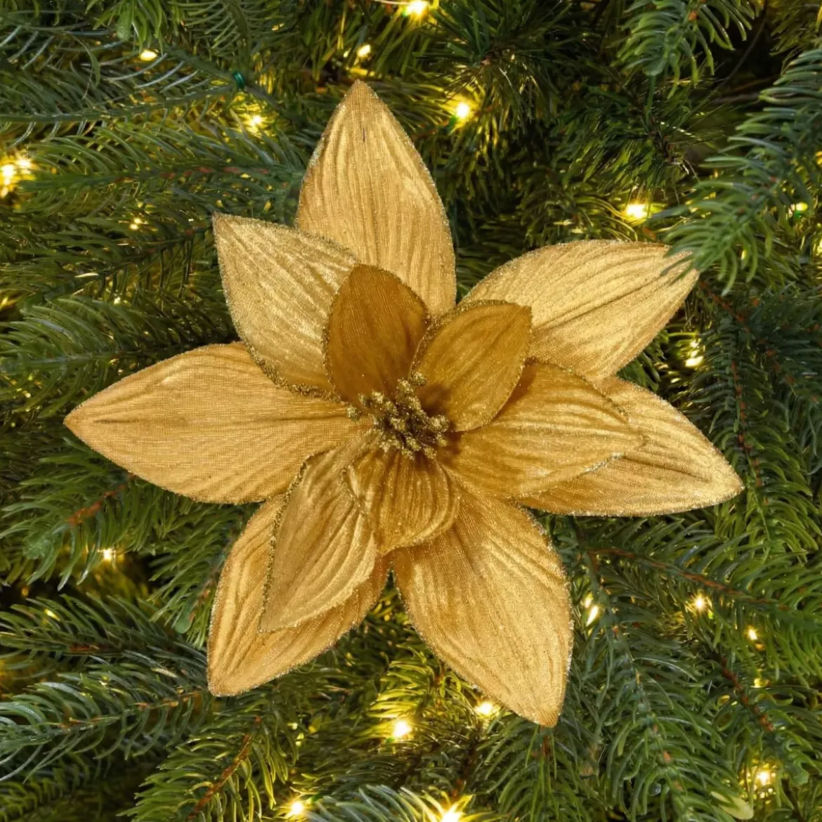 Grande Stella di Natale di Natale su pinza (D30 cm) Velluto Oro
