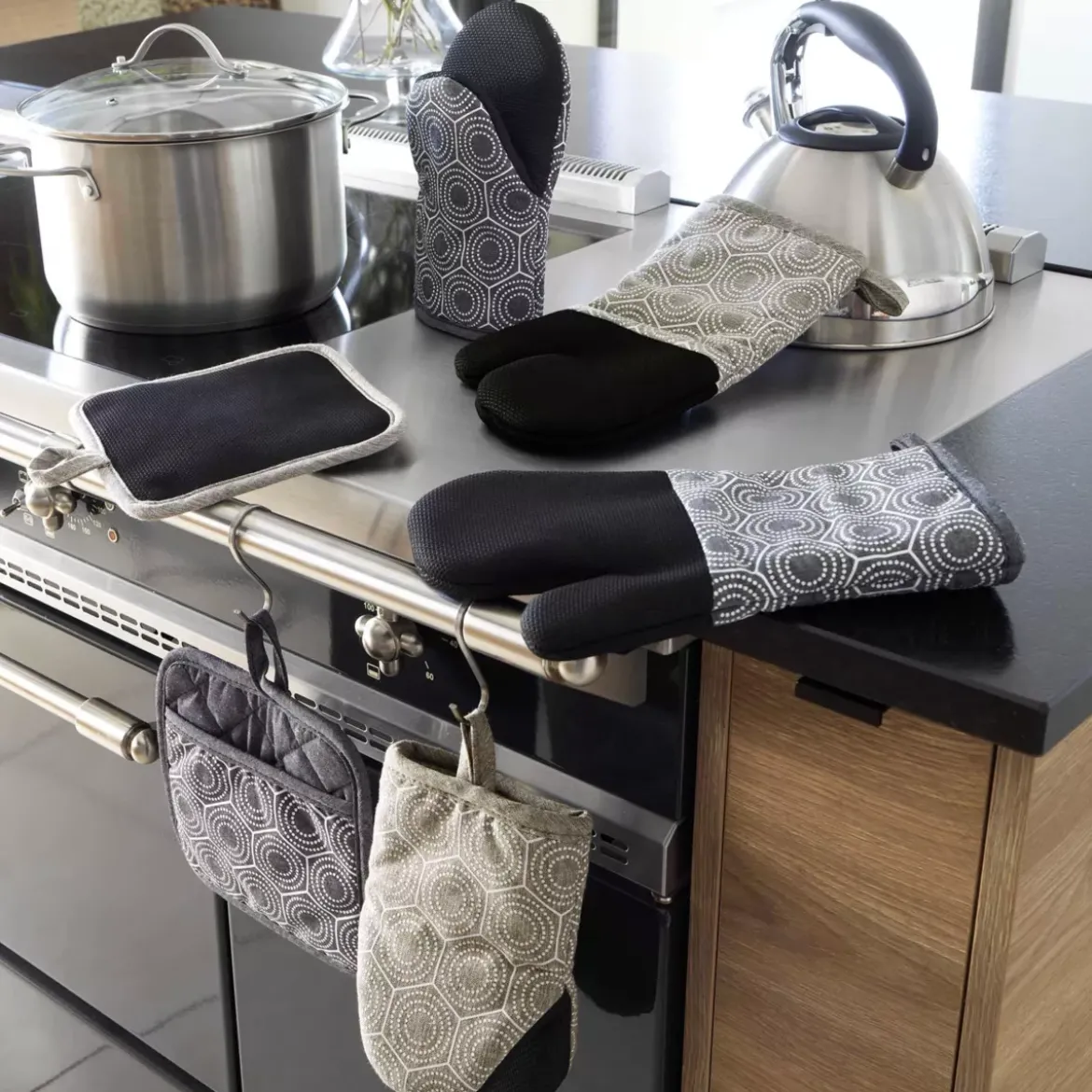 Guanto da cucina ambidestro in cotone (30x18 cm) Alveis Grigio antracite