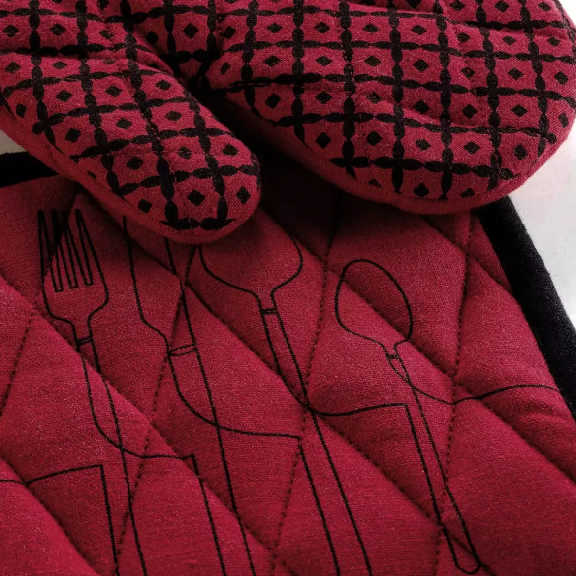 Guanto e presina cotone riciclato Cuisiline Bordeaux