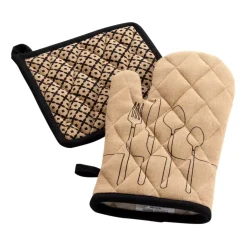 Guanto e presina cotone riciclato Cuisiline Beige