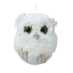Gufo di Natale da appendere (H8 cm) glitter e lustrini iridescenti