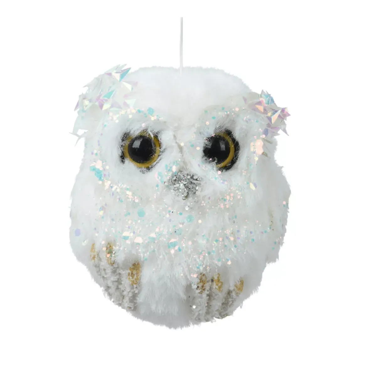 Gufo di Natale da appendere (H8 cm) glitter e lustrini iridescenti