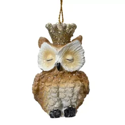 Gufo di Natale da appendere (H7 cm) Civetta Regina glitterato