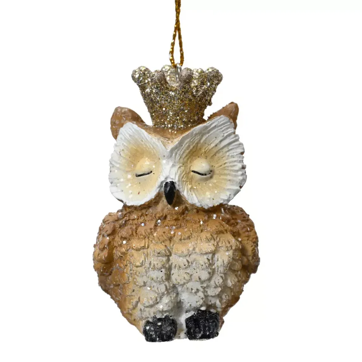 Gufo di Natale da appendere (H7 cm) Civetta Regina glitterato