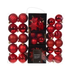 Kit di addobbi per albero di Natale (40 pezzi) Cristallo Rosso