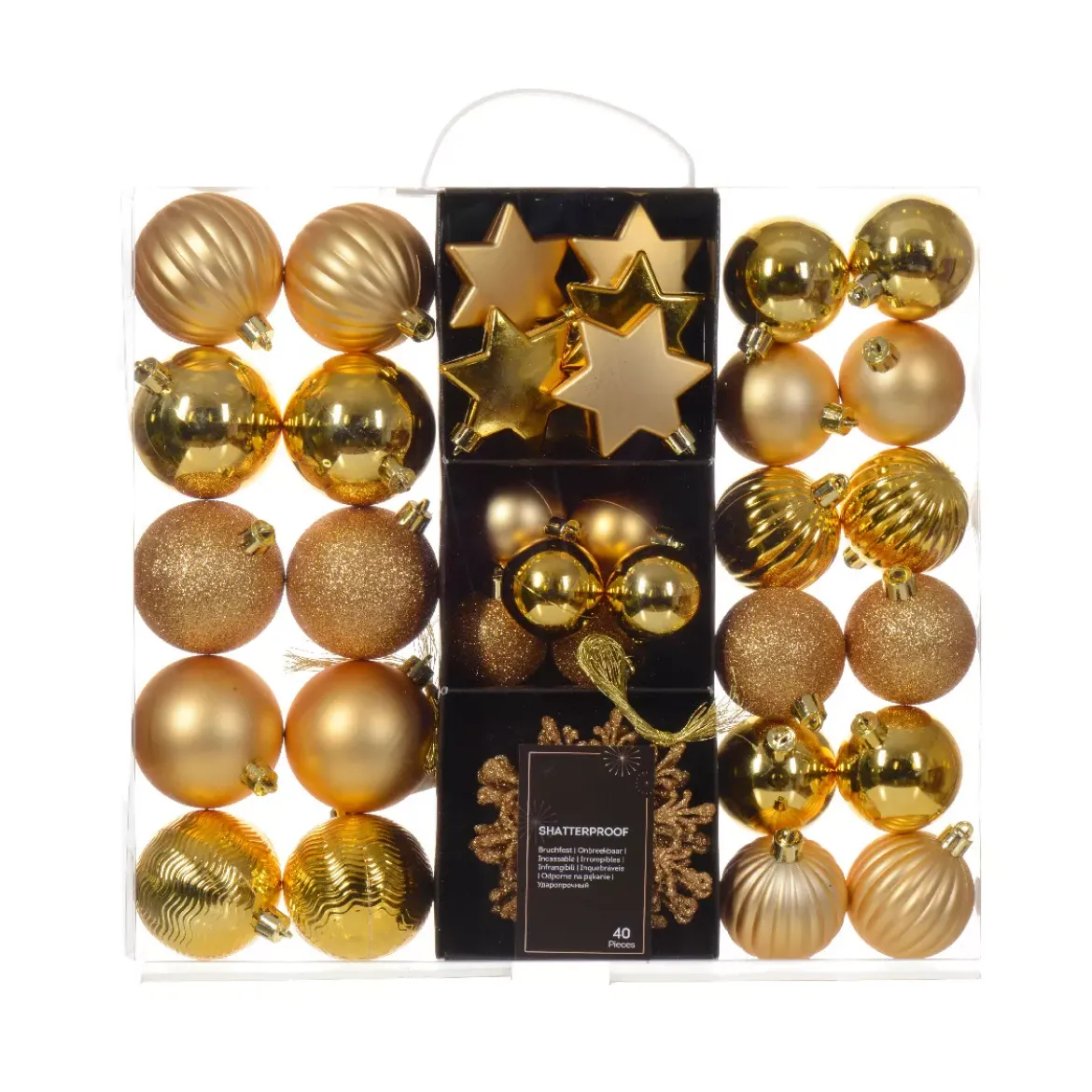Kit di addobbi per albero di Natale (40 pezzi) Cristallo Oro
