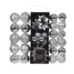 Kit di decorazione per albero di Natale (40 pezzi) Cristallo Argento