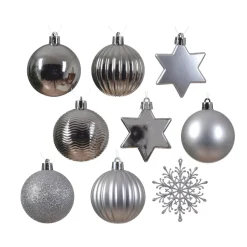 Kit di decorazione per albero di Natale (40 pezzi) Cristallo Argento