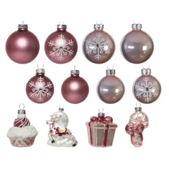 Kit di decorazioni di Natale di vetro Viggo Rosa