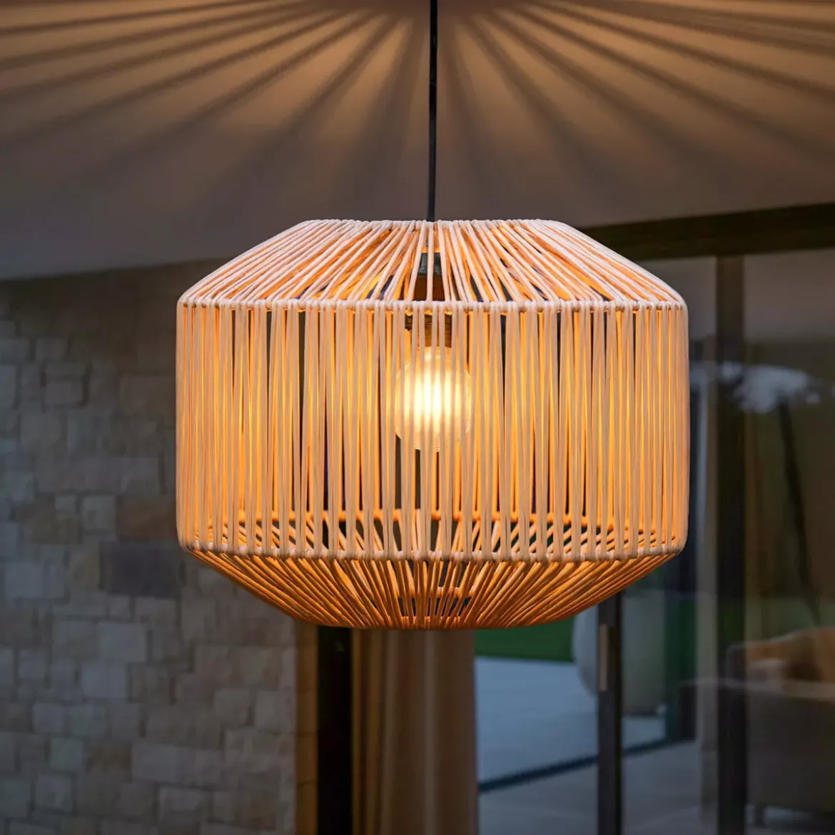Lampada a sospensione da giardino con 15 LED (D40 cm) Naxos Naturale