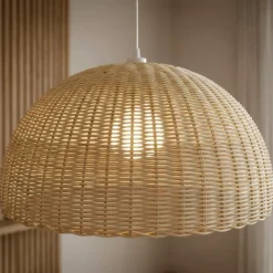 Lampada a sospensione in bambù intrecciato (D60 cm) Eivissa Naturale