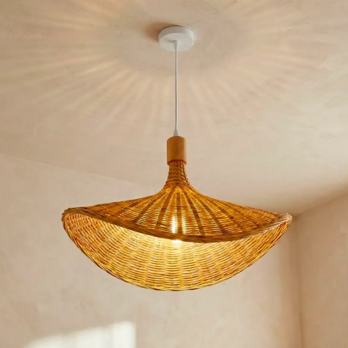 Lampada a sospensione in bambù (D55 cm) Kalahari Naturale