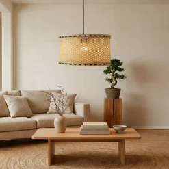 Lampada a sospensione in bambù (D40 cm) Estepona Nero e naturale