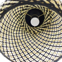 Lampada a sospensione in bambù (D40 cm) Elda Nero e naturale