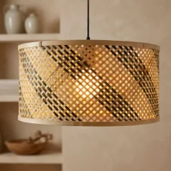 Lampada a sospensione in bambù (D50 cm) Frontera Nero e naturale