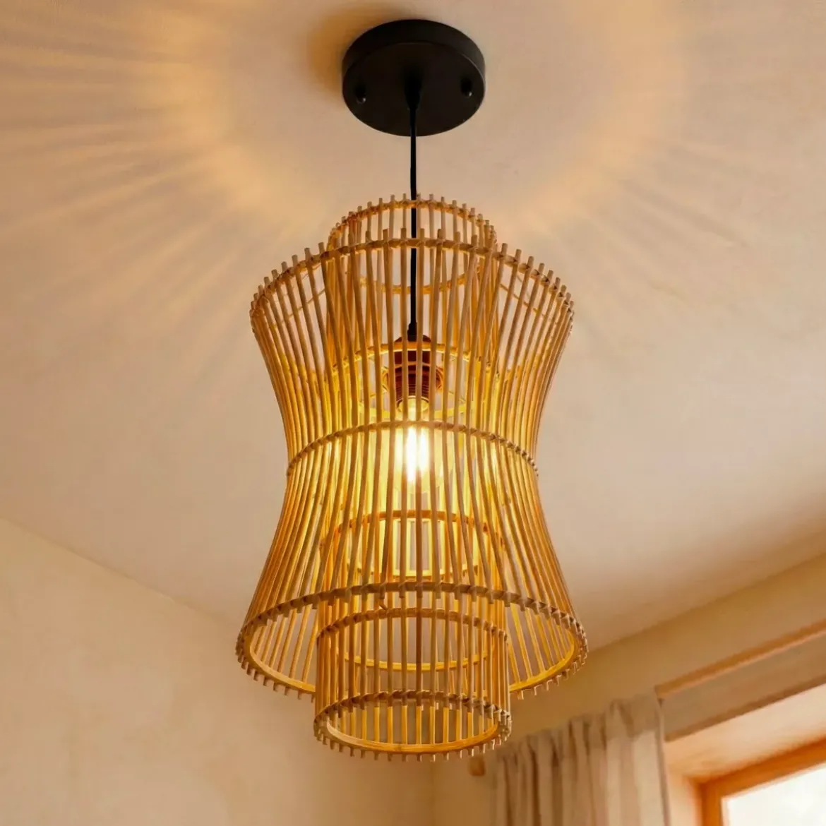 Lampada a sospensione in bambù (H52 cm) Morok Naturale