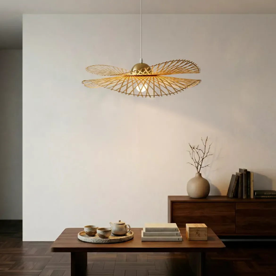 Lampada a sospensione in bambù (D55 cm) Mérida Naturale