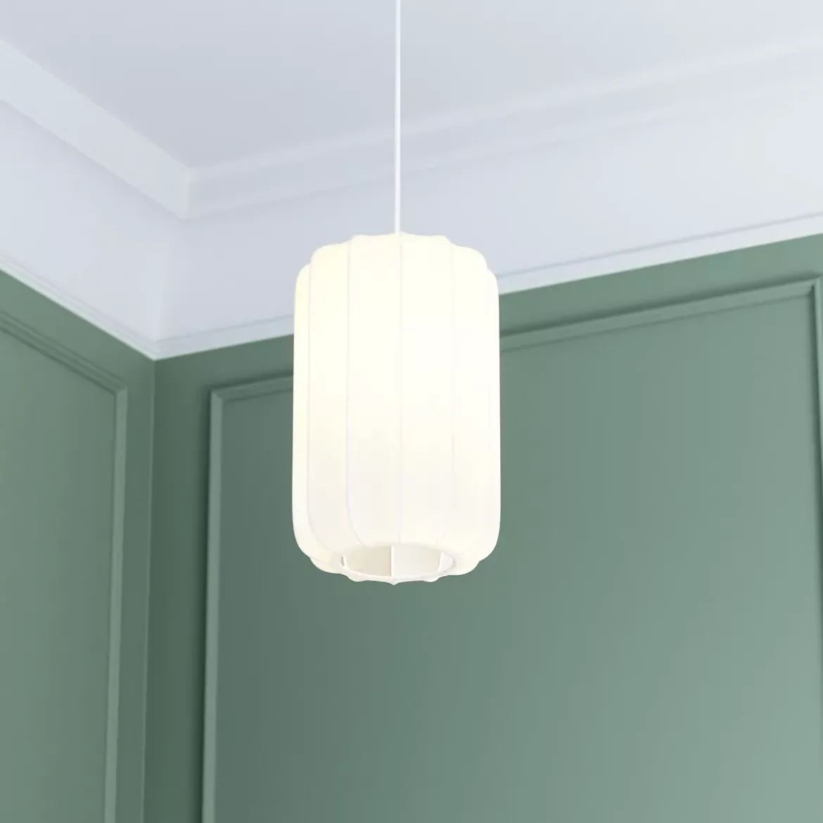 Lampada a sospensione in cotone Toby Bianco (25 x 35 cm)