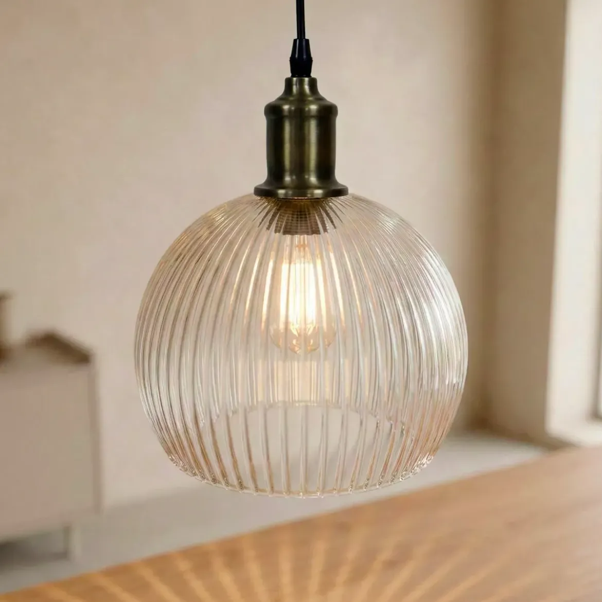 Lampada a sospensione in vetro (D30 cm) Velden Trasparente