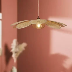 Lampada a sospensione petalo Bambù (D90 cm) Margaux Beige