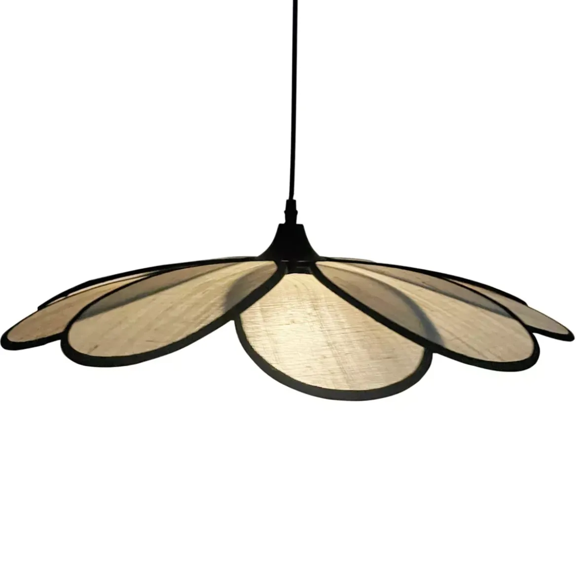 Lampada a sospensione petalo in tessuto (D58 cm) Salamanca Beige e nero