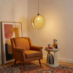 Lampada a sospensione rotonda in bambù (D40 cm) Oraya Naturale