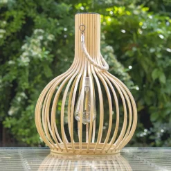 Lampada da giardino solare LED (40cm) Bambù Beige naturale