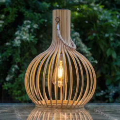 Lampada da giardino solare LED (40cm) Bambù Beige naturale