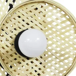 Lampada da parete in bambù (H50 cm) Ravina Nero e naturale