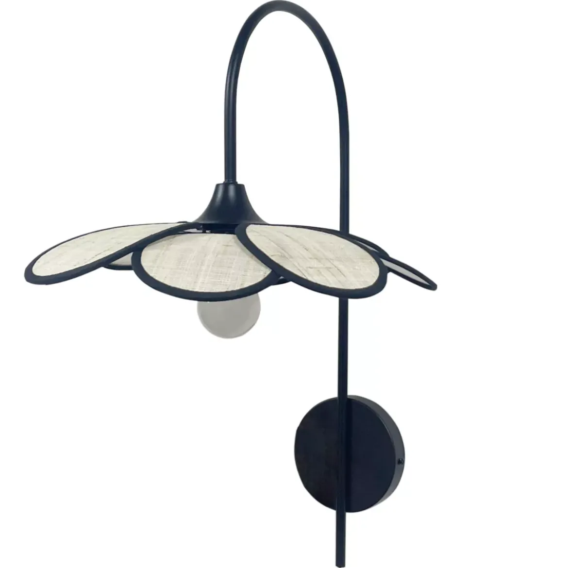 Lampada da parete petalo in tessuto (H62 cm) Alava Nero