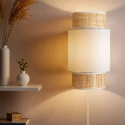 Lampada da parete rattan (H33 cm) Gigogne Bianco