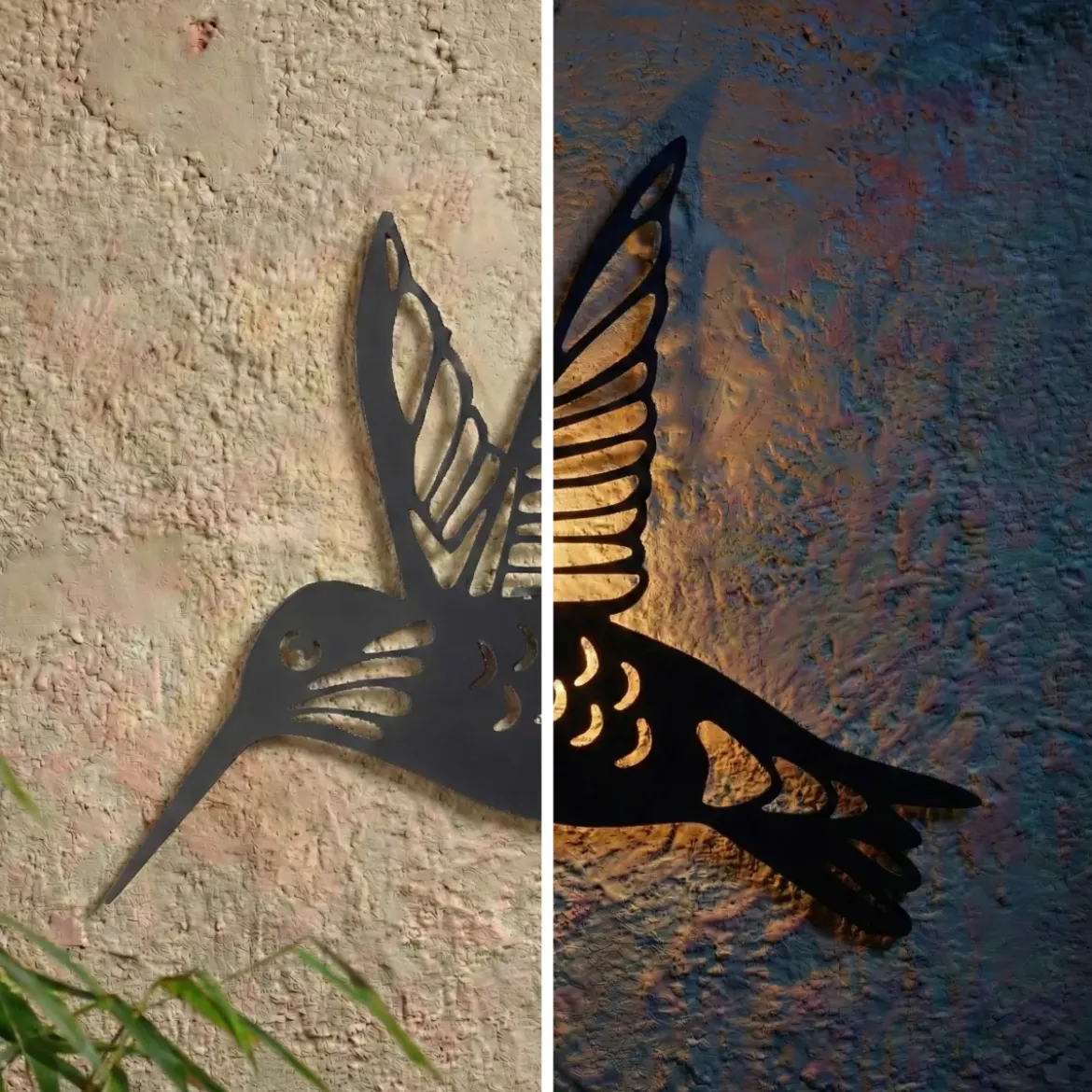 Lampada da parete solare in metallo (L31,5 cm) Colibrì Nero