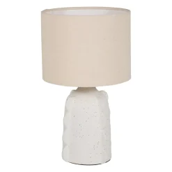 Lampada da tavolo ceramica e lino (H34,5 cm) Orecchio Bianco