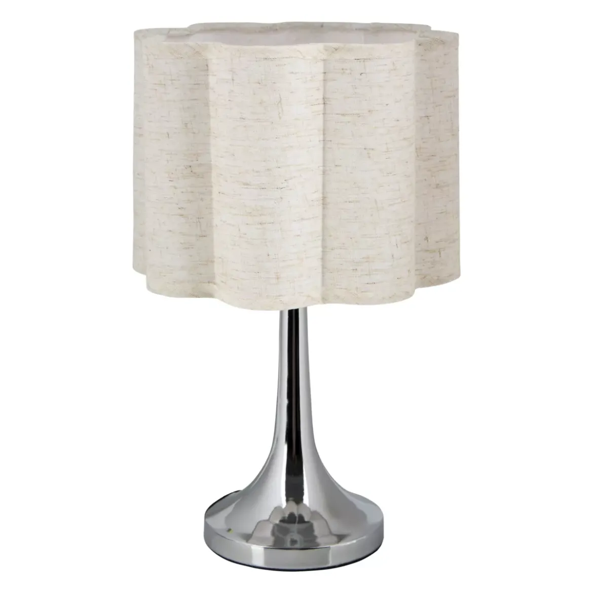 Lampada da tavolo in metallo e lino (H33 cm) Tulipano Argento