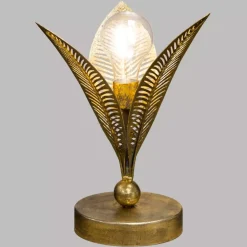 Lampada da tavolo metallo LED (H25 cm) Foglie Oro