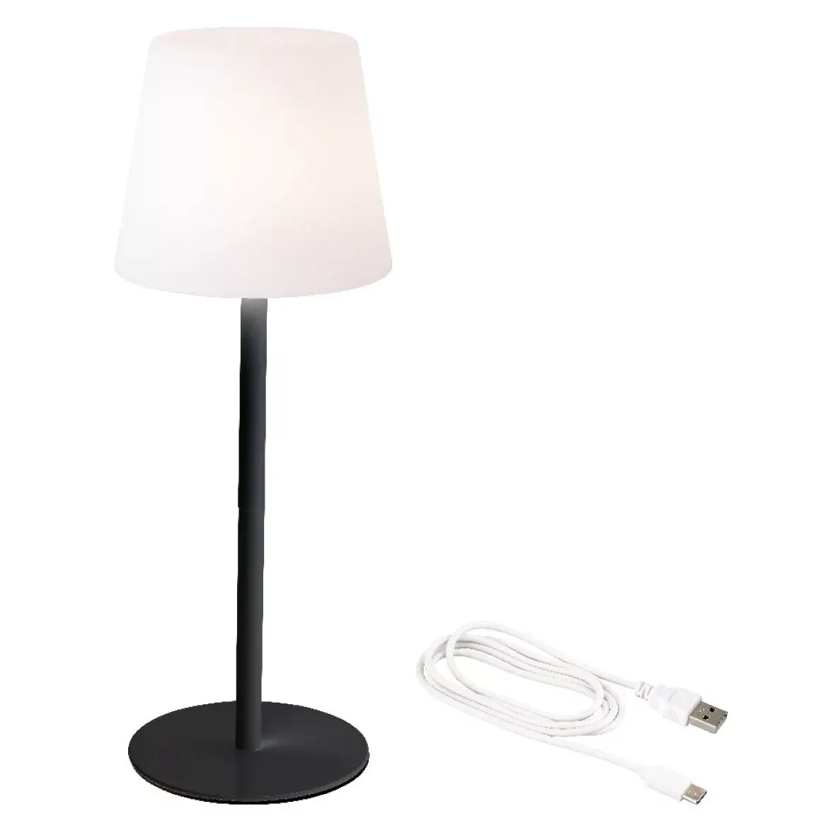 Lampada da tavolo senza fili ricaricabile USB (H40 cm) Manhattan Nero