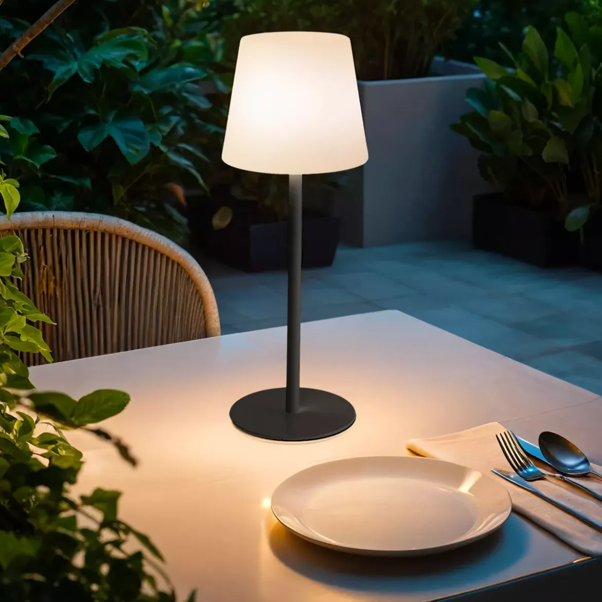 Lampada da tavolo senza fili ricaricabile USB (H40 cm) Manhattan Nero