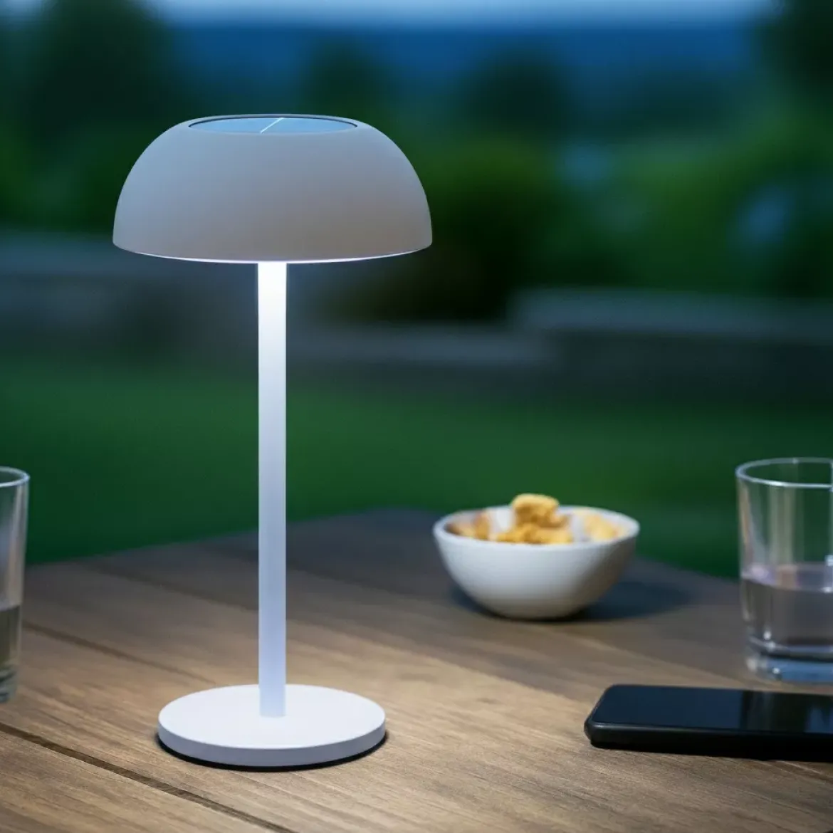Lampada da tavolo solare 100 lumen (H33 cm) Malibu Bianco