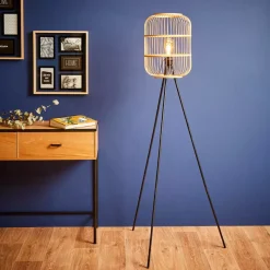 Lampada da terra con treppiede bambù (H152 cm) Hanoi Beige